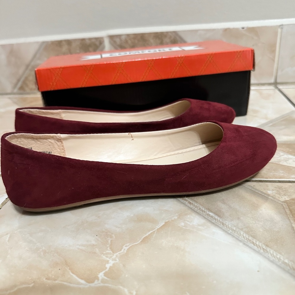 Burgundy flats
